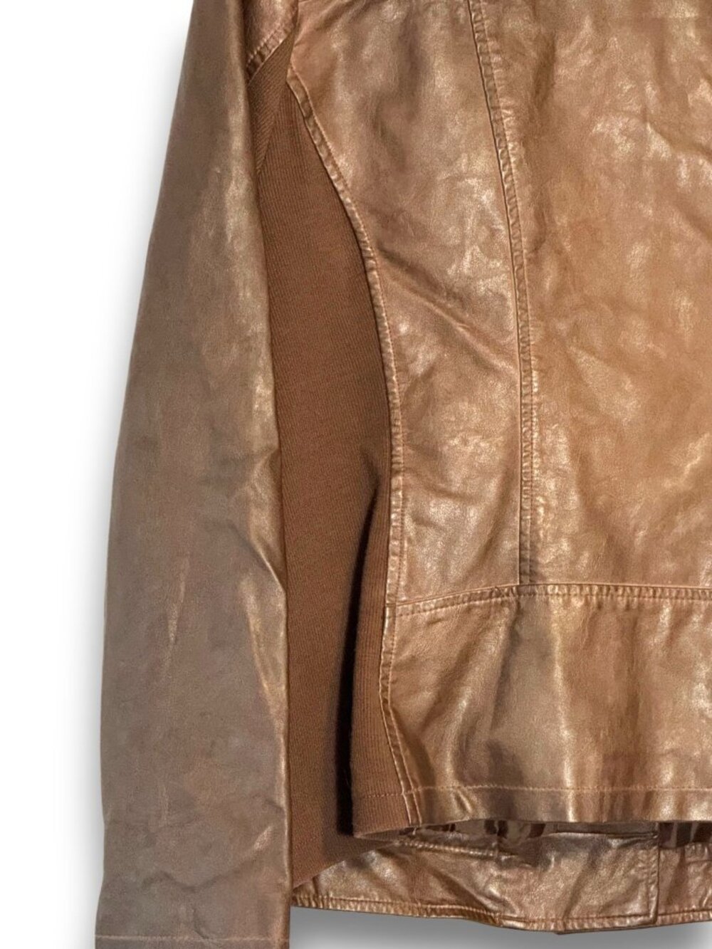 Selby Collection Women's Faux Leather Moto Jacket Brown Whiskey Size Large - Picture 8 of 14